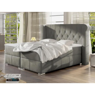 MIRJAN24 Boxspringbett MASSIMO in Greige, Liegefläche 120x200 cm – mit Bettkasten